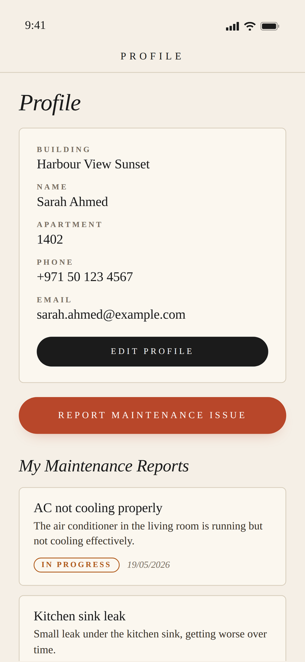 Profile and maintenance